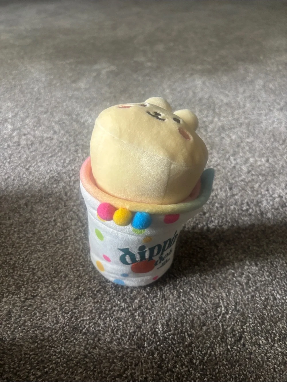 Plush Ice Cream Toy - White with Pink Trim
